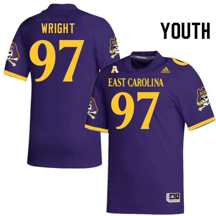 Youth #97 Logan Wright ECU Pirates College Football Jerseys Stitched Sale-Purple - Click Image to Close